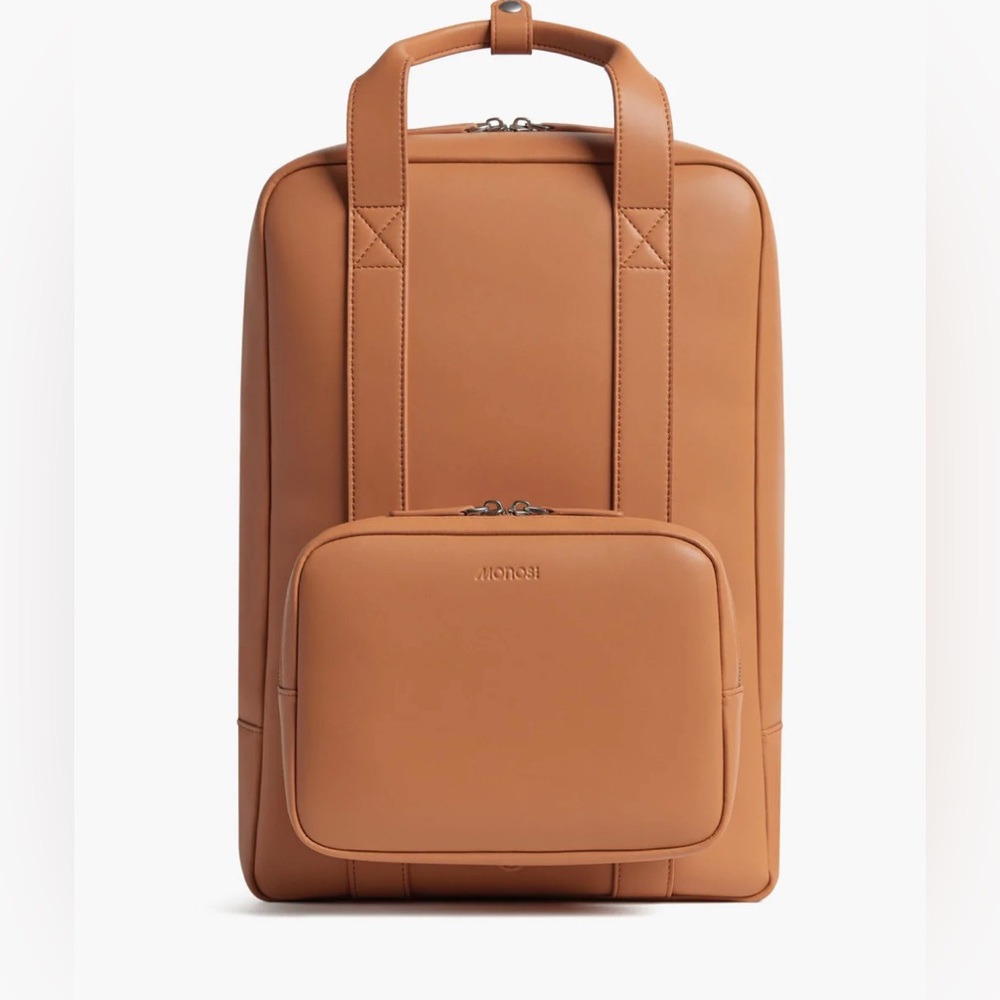 Minimal Leather Backpack in Tan - AERONE